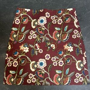 Loft Outlet Marion Jacobean Floral Tapestry LOFT Burgundy Floral Mini Skirt